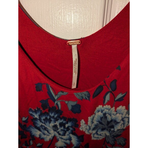 Free People Size Small Red Floral Long Bell Sleeve Maxi Dress - Picture 5 of 7